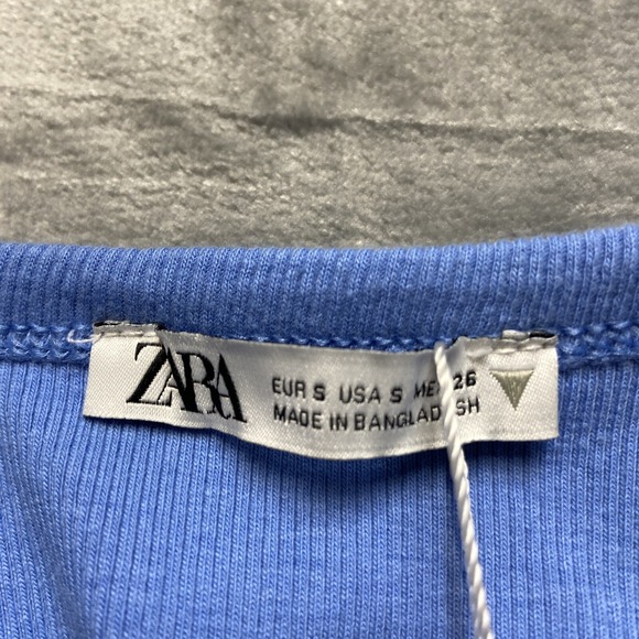 NEW Zara Sleeveless Stretch Ribbed Crop Top Women's Small Blue - Picture 6 of 10